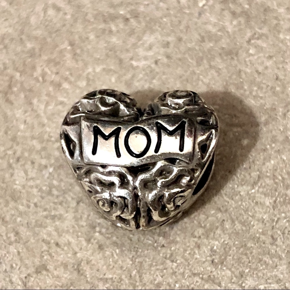 Brighton Flowers for Mom bead Heart shaped Silver Pierced floral design Retired